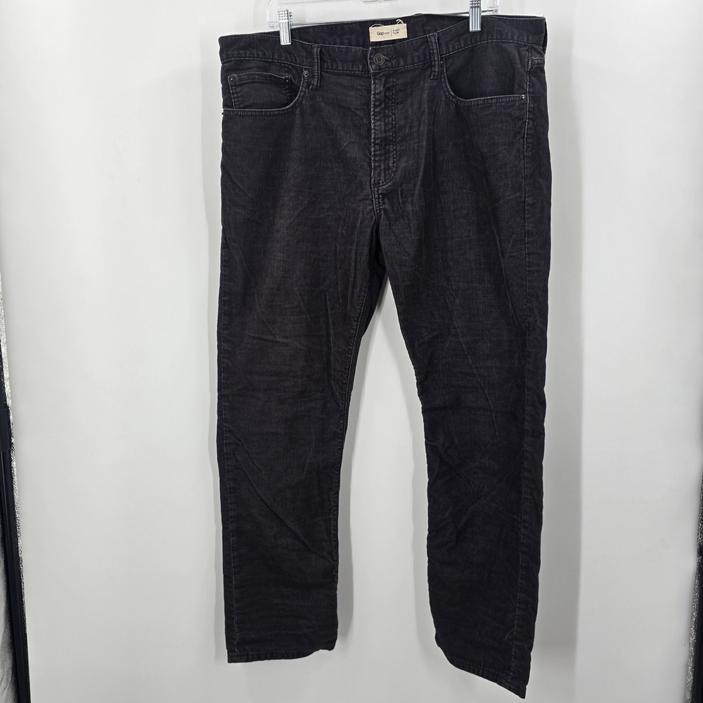 Gap 1969 Slim Corduroy Pants Mens 38x30 Faded Black Dark Gray 5-Pocket Trousers